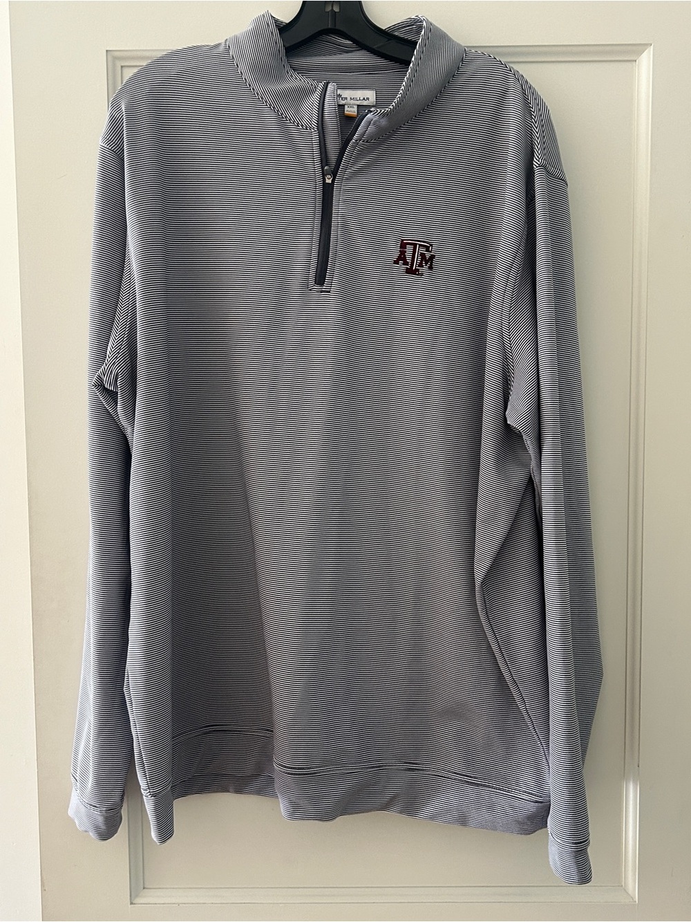 PETER MILLAR Texas A&M Aggies Perth Sugar Stripe Performance Quarter-Zip XXL